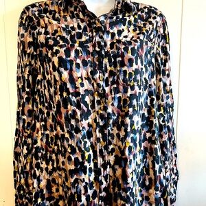 Beach Lunch Lounge Abstract Long Sleeve Button Down Shirt